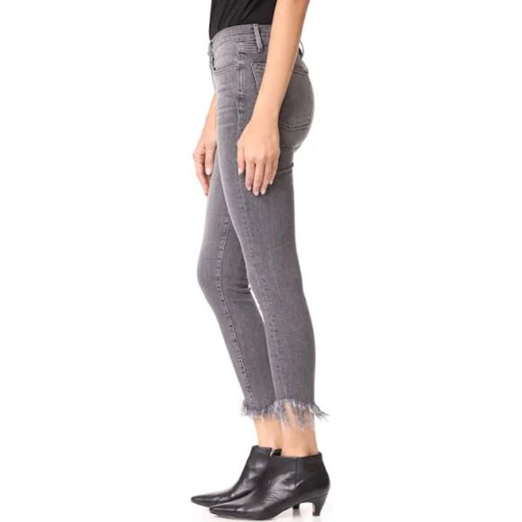 FRAME Le High Skinny Jeans Frayed Hem Whiskered Stretch Berwick Black Sz 23-24 - Picture 3 of 10